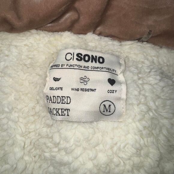 Cappuccino Tan Super Soft Velvet Puffer Coat with Sherpa Interior - Picture 5 of 8